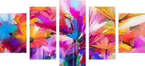 Αφηρημένα πολύχρωμα λουλούδια εικόνας 5 μερών