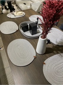 Stewehome Σετ 7 τεμαχίων οβάλ σουπλά και καλάθι από γιούτα (Σκούρο μπλε) 41x31 cm