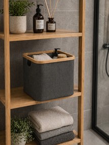 Καλάθι Αποθήκευσης Polyester με Bamboo 30.5x30.5x30cm Deep Grey MRShome
