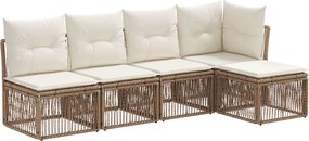 vidaXL Σετ Καναπέ Κήπου 5 pcs Μπεζ συνθετικό ρατάν