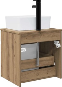 vidaXL Επιτοίχιος νιπτήρας βανίλιας Artisan Δρυς 49 x 41 x 63 εκ.