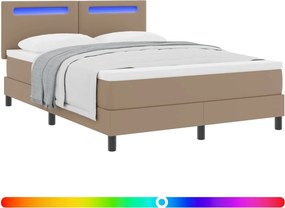 vidaXL Κρεβάτι με ελατήρια Καπουτσίνο 140 x 190 cm Τεχνητό δέρμα