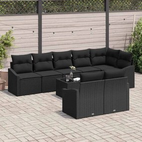 vidaXL Σετ Καναπέ με μαξιλάρι 9 pcs Μαύρο συνθετικό ρατάν