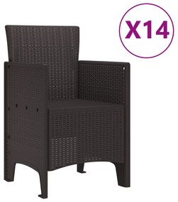 vidaXL 15 Τεμάχιο Σετ Τραπεζαρίας Κήπου Καφέ Πολυ Ρατάν