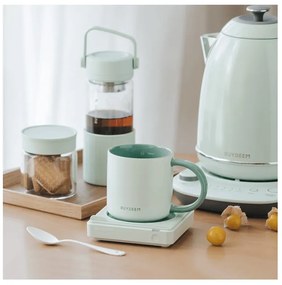 Κεραμικό φλιτζάνι τσαγιού και καφέ Buydeem CD1018-CG, 350 ml, Επίπεδος πάτος, Εσωτερική κλίμακα μέτρησης, Κεραμικό υψηλής θερμοκρασίας, Πράσινο
