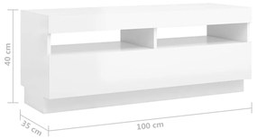 Έπιπλο Τηλεόρασης με LED Γυαλιστερό Λευκό 200 x 35 x 40 εκ. - Λευκό