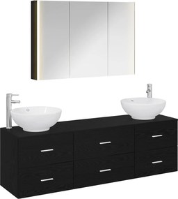 vidaXL Σετ Επίπλων Μπάνιου 4 pcs Μαύρη Δρυς