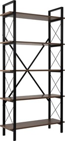 Βιβλιοθήκη Elysian Megapap χρώμα καρυδί - μαύρο 90x33,5x180εκ.