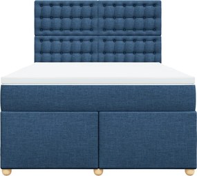 vidaXL Κρεβάτι Boxspring με Στρώμα Μπλε 140x200 εκ. Υφασμάτινο