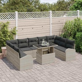 vidaXL Σετ Καναπέ Κήπου 10 pcs Ανοιχτό γκρι 100 x 55 x 73 εκ
