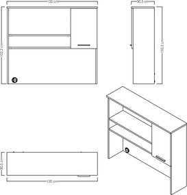 Σύνθεση Γραφείου Ξύλο / Λευκό Δρυς DEPRO 120x30.5x102.2
