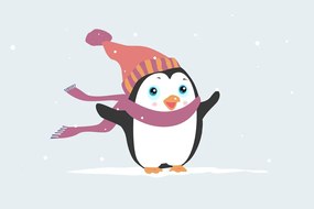 Εικόνα ενός χαριτωμένου πιγκουίνου με καπέλο - 60x40