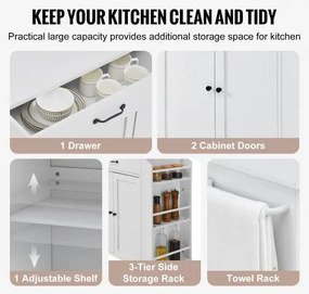 VEVOR Kitchen Island Cart Rolling Storage Cabinet on Wheel with Charging Station