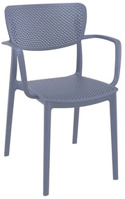 Πολυθρόνα Πολυπροπυλενίου Loft Dark Grey 54X53X82εκ.