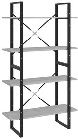 vidaXL Βιβλιοθήκη με 4 Ράφια Γκρι Σκυρ. 80x30x140 εκ. από Επεξ. Ξύλο
