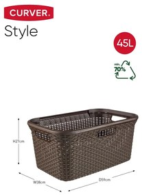 Curver Καλάθι Άπλυτων Style Σκούρο Καφέ 45 Λίτρων