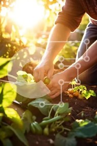 Intra Συλλεκτικό Ξύλινο Παζλ Plywood  4mm - Άνθρωπος που καλλιεργεί λαχανικά στον κήπο Σε Ξύλινο Κουτί - Διαστάσεις Puzzle: 10x10 cm – 25 κομμάτια