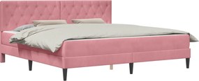 vidaXL Σκελετός κρεβατιού με στρώμα Ροζ 180 x 200 cm Βελούδο