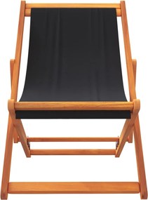 vidaXL Καρέκλες Παραλίας Πτυσσόμενες 2 τεμ. Μαύρες Υφασμάτινες