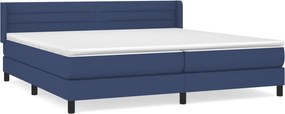 vidaXL Κρεβάτι Boxspring με Στρώμα Μπλε 200x200 εκ. Υφασμάτινο