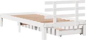 vidaXL Πλαίσιο Κρεβατιού με Συρτάρια Χωρίς Στρώμα Λευκό 90x190 εκ.
