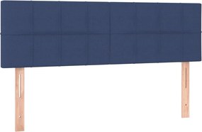 vidaXL Κρεβάτι Boxspring με Στρώμα Μπλε 140x190 εκ. Υφασμάτινο