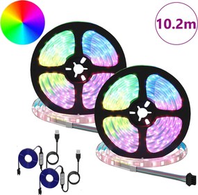vidaXL Λωρίδα LED 2 pcs Μαύρο και Διαφανές 5100 χιλ
