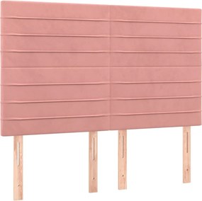vidaXL Κρεβάτι Boxspring με Στρώμα Ροζ 140x200 εκ. Βελούδινο