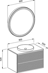 Martin Vien 80 Anthracite MDF - Πάγκος με Νιπτήρα &amp; Καθρέπτη Led