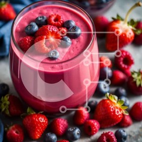 Σετ των 2 Intra Συλλεκτικό Ξύλινο Παζλ Plywood  4mm - Δροσιστικό ροζ Smoothie με φρέσκα μούρα Σε Ξύλινο Κουτί - Διαστάσεις: 10x10 cm – 25 κομμάτια