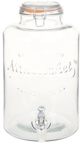 vidaXL Βάζο με Βρυσάκι Διαφανές 8 Λίτρα XXL Γυάλινο