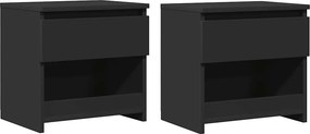 vidaXL Κομοδίνα 2 τεμ. Μαύρα 40 x 30 x 39 εκ. Επεξ. Ξύλο