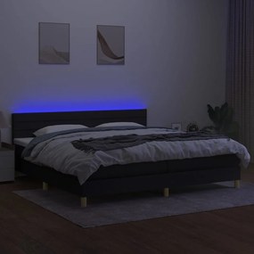 ΚΡΕΒΑΤΙ BOXSPRING ΜΕ ΣΤΡΩΜΑ &amp; LED ΜΑΥΡΟ 200X200 ΕΚ. ΥΦΑΣΜΑΤΙΝΟ 3133823