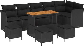 vidaXL Σετ Καναπέ Κήπου 10 τεμ. 6-Αριθμός καθισμάτων Μαύρο