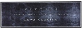 Χαλάκι Κουζίνας Cook &amp; Wash 690 Love Cooking 50X150cm Black Sdim 50Χ150 Polyamide