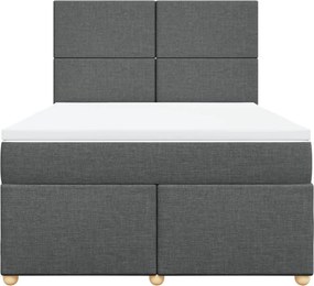 vidaXL Κρεβάτι Boxspring με Στρώμα Σκούρο Γκρι 140x200 εκ Υφασμάτινο