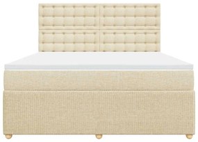 vidaXL Κρεβάτι Boxspring με Στρώμα Κρεμ 180x200 εκ. Υφασμάτινο
