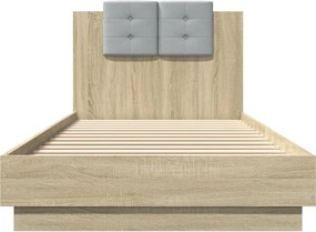 vidaXL Πλαίσιο Κρεβατιού με Κεφαλάρι/LED Sonoma δρυς 90x200 εκ.