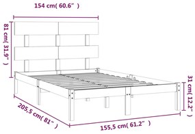 ΠΛΑΙΣΙΟ ΚΡΕΒΑΤΙΟΥ 150 X 200 ΕΚ. ΑΠΟ ΜΑΣΙΦ ΞΥΛΟ 5FT KING SIZE 3104678