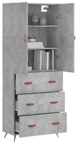 vidaXL Ντουλάπι Γκρι Σκυροδέματος 69,5x34x180 εκ. Επεξεργασμένο Ξύλο