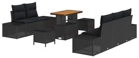 vidaXL Σετ Καναπέ Κήπου με μαξιλάρι 8 pcs Μαύρο Πολυ ράταν