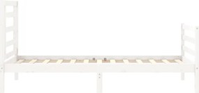 vidaXL Πλαίσιο Κρεβατιού με Κεφαλάρι Λευκό Μασίφ Ξύλο Small Single