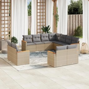 vidaXL Patio Sofa Set 11-θέσια Beige and Grey