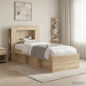 vidaXL Κρεβάτι με Κεφαλάρι Sonoma Δρυς Μηχανικά επεξεργασμένο ξύλο