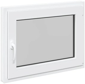 vidaXL Παράθυρο Υπογείου "RISOR" 80x70 εκ. Ανακλινόμενο & Περιστρεφόμενο DIN Δεξιό Λευκό