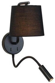Φωτιστικό Τοίχου - Απλίκα Με Σποτ Led H57 Black Metal, Fabric
