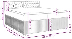 Κρεβάτι Boxspring με Στρώμα Σκούρο Γκρι 200x200 εκ. Βελούδινο - Γκρι