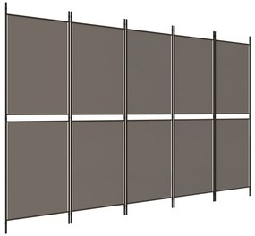 vidaXL Διαχωριστικό Δωματίου με 5 Πάνελ Ανθρακί 250x200 εκ. από Ύφασμα