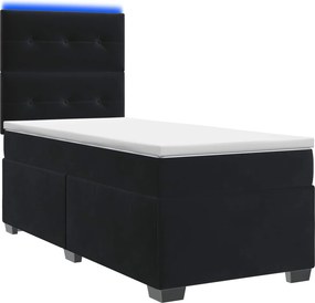 vidaXL Κρεβάτι box spring με στρώμα Μαύρο 90 x 190 cm Βελούδο