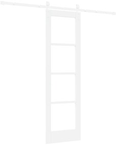 vidaXL Συρόμενη Πόρτα  με Σετ Εξαρτημάτων Λευκή 61x198,5 εκ. Σκληρό Ξύλο Πεύκου